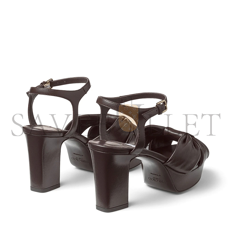 JIMMY CHOO HELOISE 80 COFFEE NAPPA LEATHER PLATFORM SANDALS HELOISE80NAP JIMMY CHOO HELOISE 80 COFFEE NAPPA LEATHER PLATFORM SANDALS HELOISE80NAP